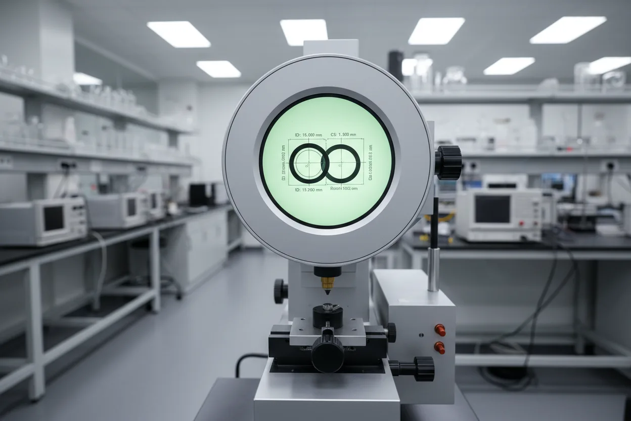 Optical projector measuring precision rubber O-rings