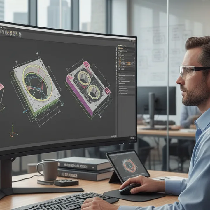 Research engineer evaluating rubber component measurements